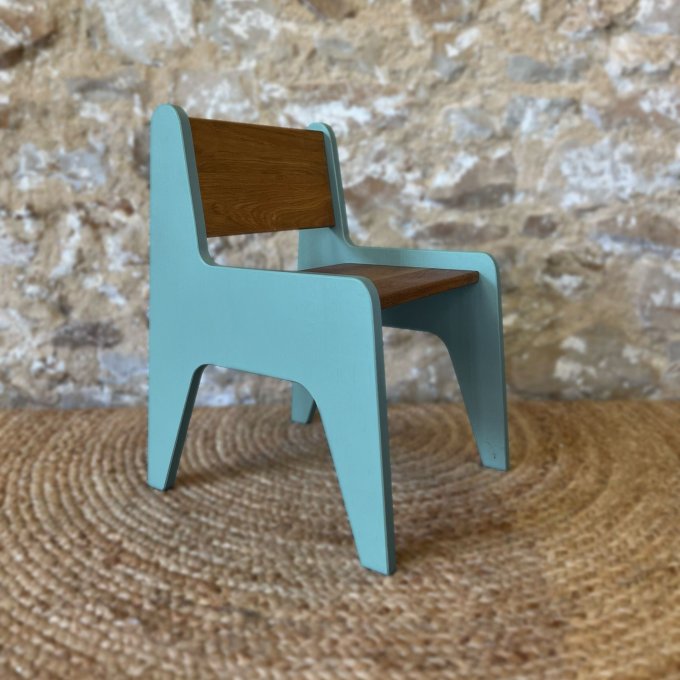 petite chaise - chêne & vert d'eau