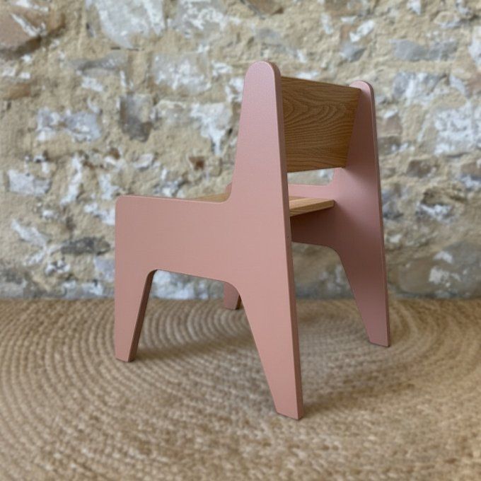 petite chaise - chêne & vieux rose